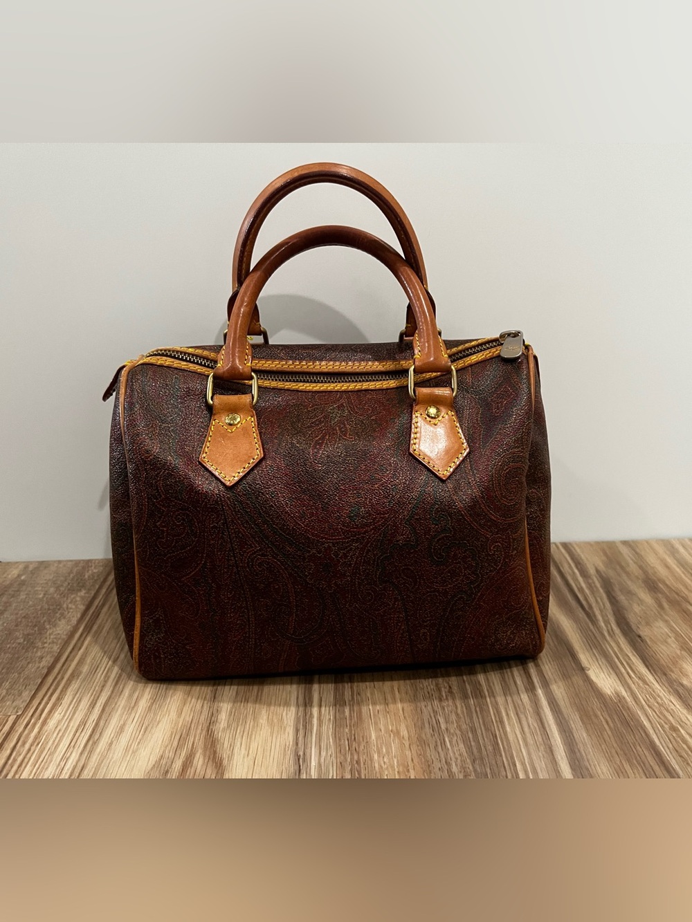 Vintage Etro paisley-print Boston bag